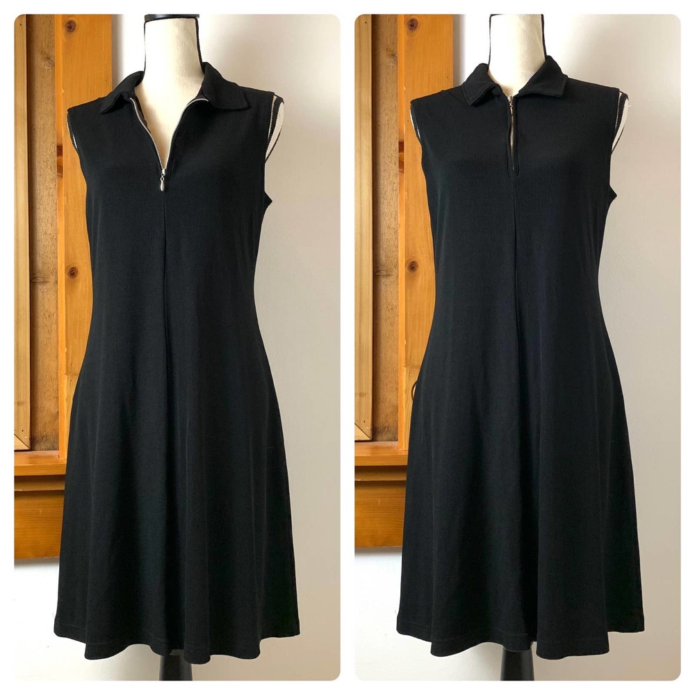 Vintage 90s MOD Ronni Nicole by Ouida Sleeveless Collared USA Made Midi Dress - Picture 1 of 9